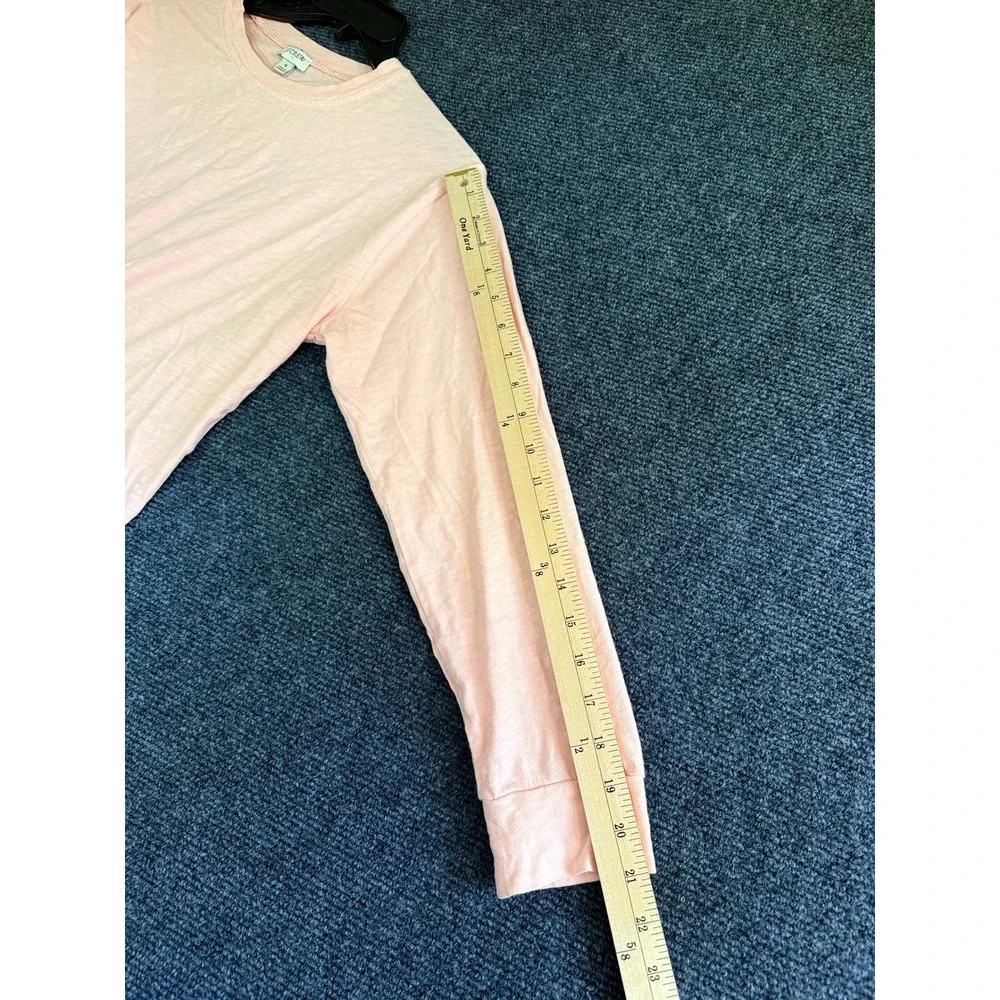 J.Crew‎ Slub Cotton Long Sleeve Crop T-Shirt Womens Small Pink Excellent CC829